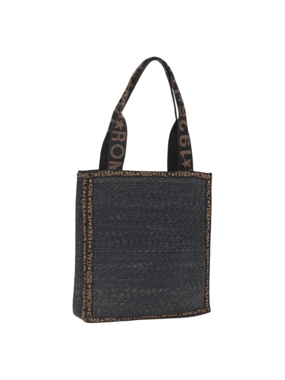 Fendi Logo Black Gold Jacquard Raffia
Tote Zucca Shoulder Straw Bag Boho Vtg - Picture 3 of 17